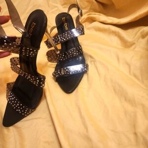 Cute black and diamond rhinestone Bebe Heels